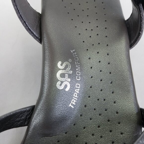 SAS Sandal Women's 9.5 Slingback Strappy Block Heel Silver Patent Leather USA - Picture 10 of 16